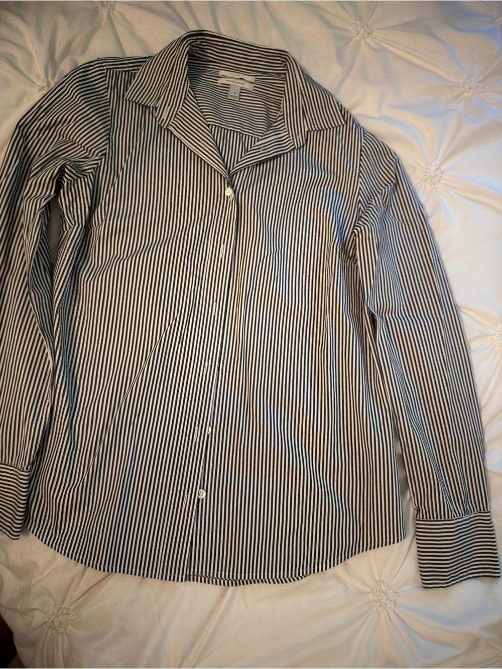 Women’s J. Crew Black and White Striped Button-Up Shirt